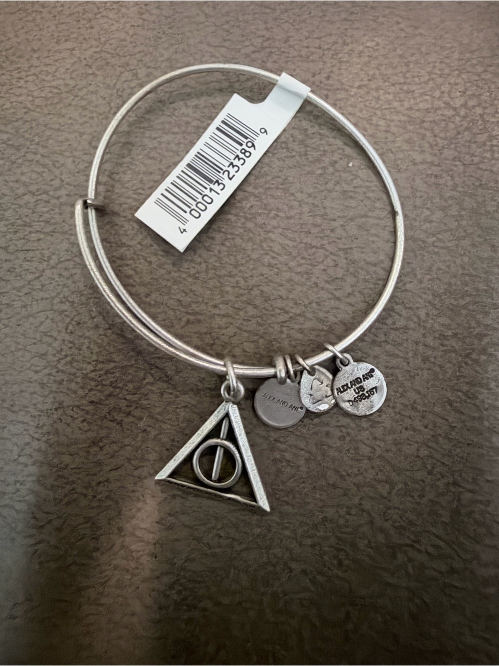 Harry Potter Silver Charm Bangle Bracelet with Deathly Hallow Circle Charm